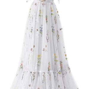 Floral Embroidered White Maxi Dress